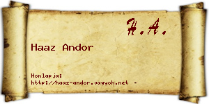 Haaz Andor névjegykártya